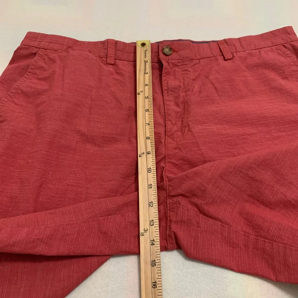 Tommy Hilfiger Chino Shorts Men 40 Red Micro-Strip Classic Fit Cotton 10